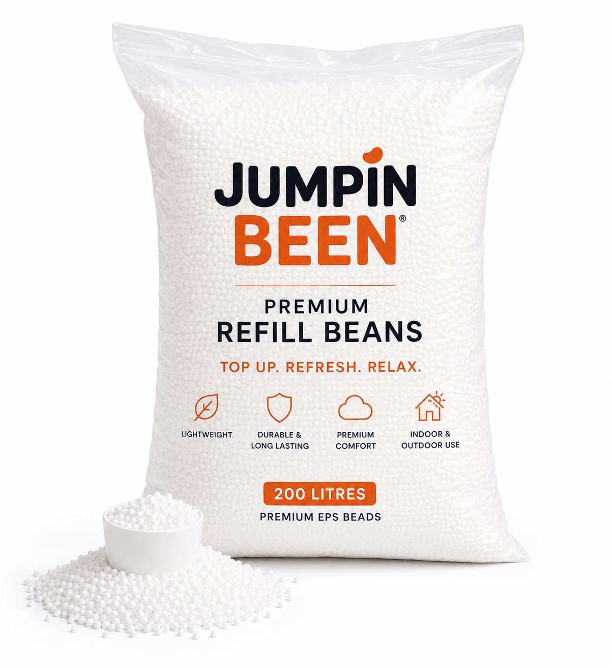 Jumpin Been Refill Bean Bag Refill 200L Refill Pack